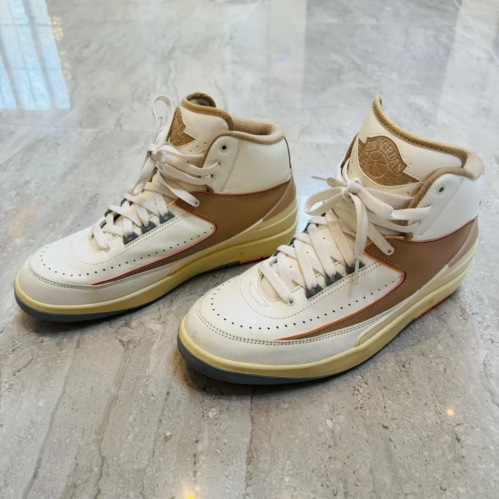 Nike Women's Air Jordan White and Tan Sneakers - Picture 2 of 13